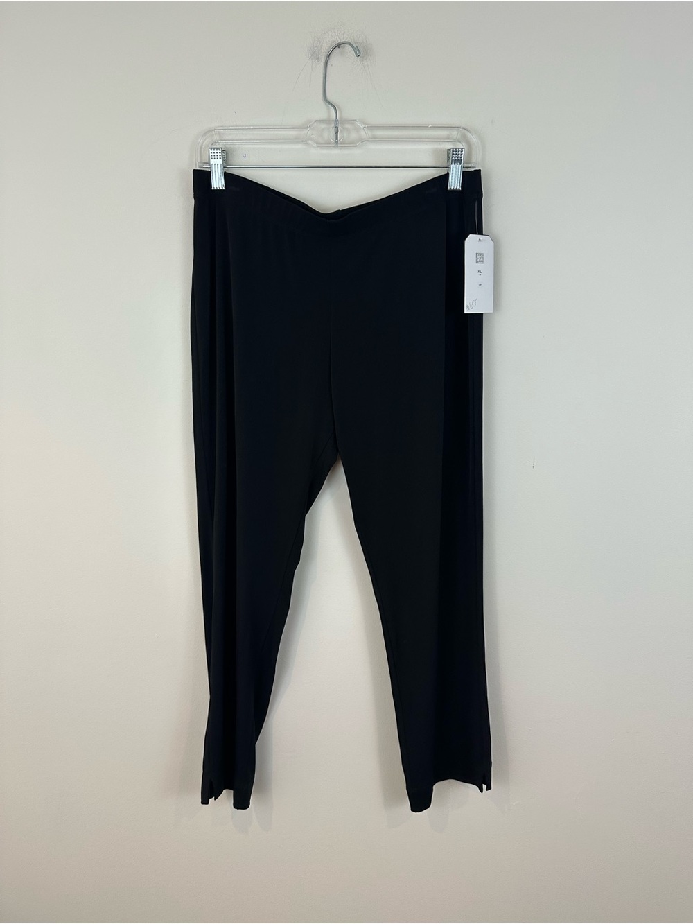 Clara Sun Woo Black Elastic Waist Slim Leg Cropped Pants Size XL Women's